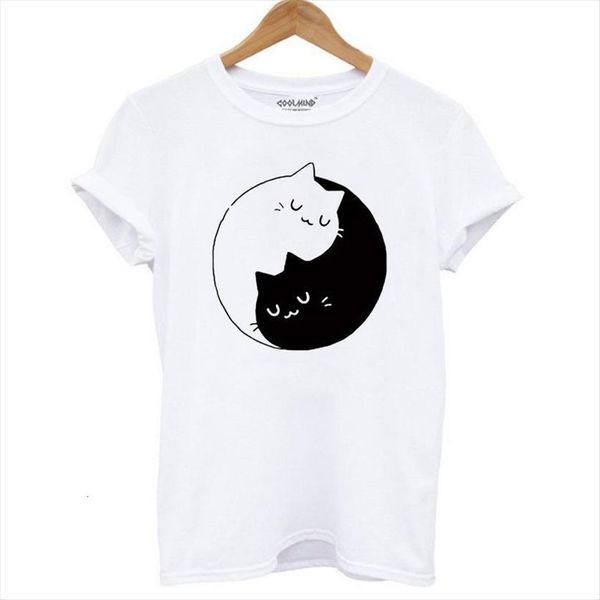 

summer 90s harajuku womens t shirt cat print casual o neck fashion, White