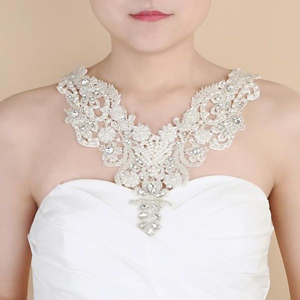 

wraps & jackets trixy g02 elegant crystal beaded bridal shoulder necklace handmade women pageant prom jewelry chain bolero lace wrap, White