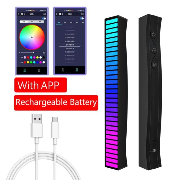 

computer speakers app control voice activated light bar music rhythm rgb rechargeable lamp strip car home background christmas led decoratio