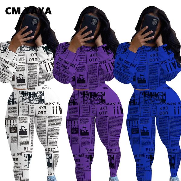 

active letter newspaper print womens set slash ne crop pants matching set trasuit fitness two piece set outfitby air, White