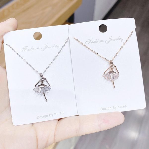 

chains showfay ballet girl rose gold plated zircon japanese and korean fashion women's small jewelry necklace for women, Silver