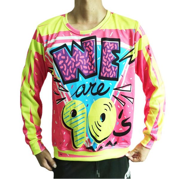 

men's hoodies & sweatshirts real american us size custom we are the 90s sublimation print plus crew neck sweatshirt 10116, Black