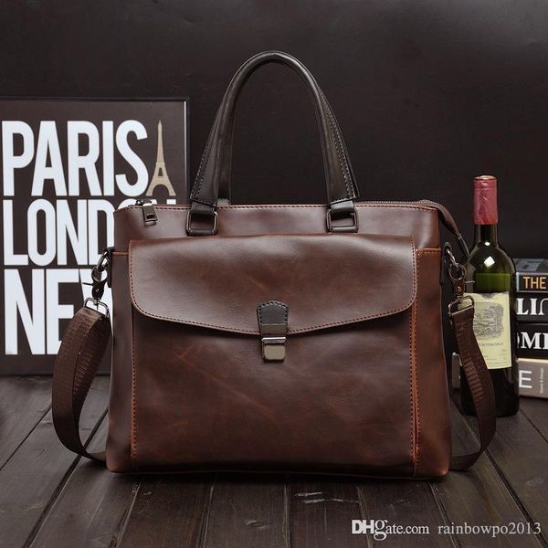 

factory wholesale men bag retro crazy horse leather mens briefcase business menes single shoulder bags british style stereo pocket handbags