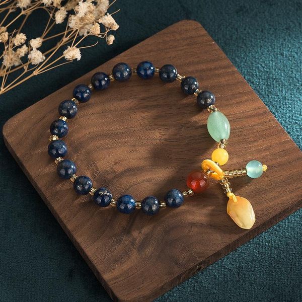 

bangle v-62 natural lapis lazuli bracelet single circle color crystal accessories female 2021 ethnic style jewelry, Black