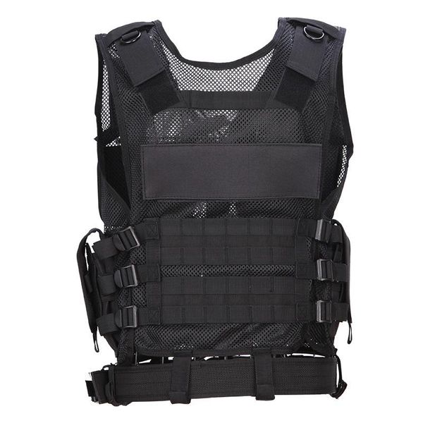 

tactical vest multi-function mesh anti-c vest outdoor protective equipment cs anti-d clothing function training suit, Camo;black