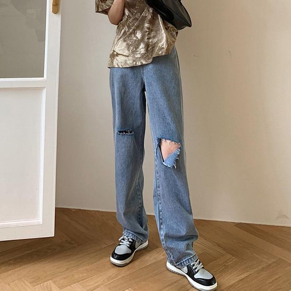 

women's jeans autumn fashion women y2k denim vintage straight baggy ripped pants mom boyfriends streetwear high street girls trousers, Blue