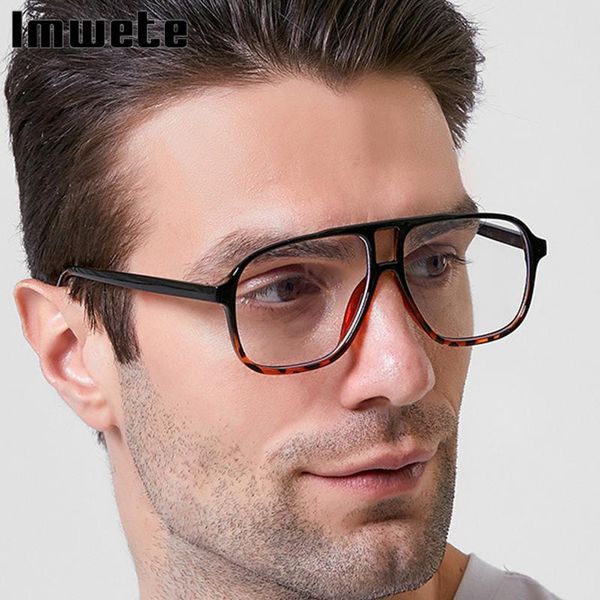 

fashion sunglasses frames imwete trendy piolt glasses frame women men vintage mypia computer eyewear clear lens eye leopard, Black