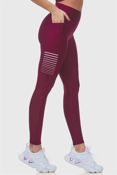 

women's leggings superstacy laser cut pocket high waist burgundy sports, Black