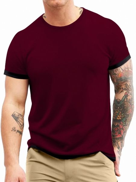 

men contrast trim tee u7yj#, White;black