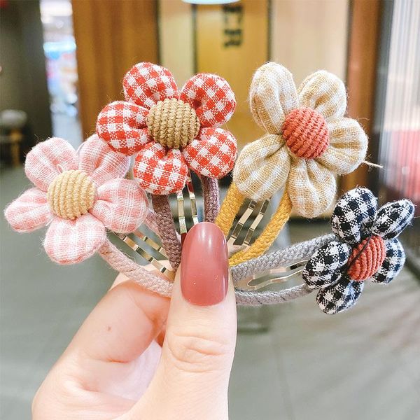 

set children's cotton flower hairpin headdress little girl cute barrettes does not hurt hair fashion accessories, Slivery;white