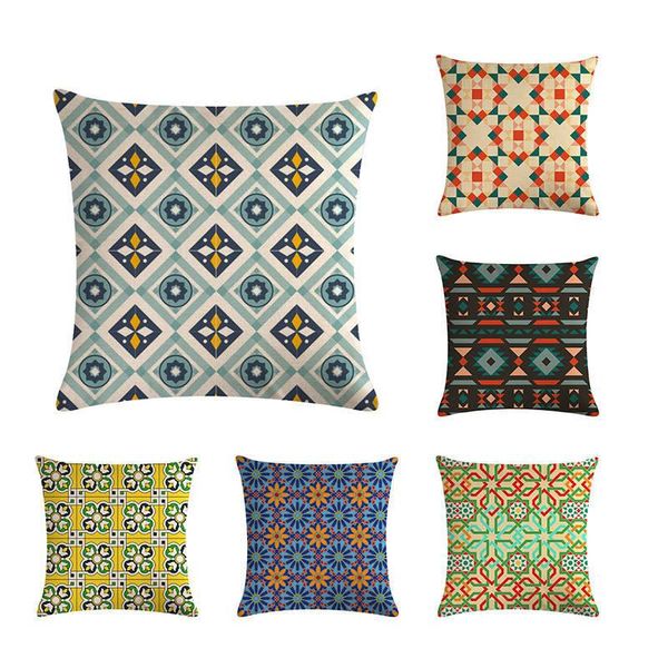 

classic geometry pattern sofa cushion cover living room cotton linen throw pillow 45x45cm case home decor cushion/decorative