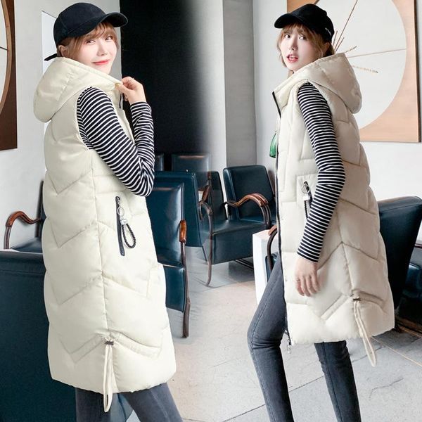 

women's vests jacket woman vest coat costumes winter clothes women 2021 hooded jackets thick down chalecos para mujer lxr249, Black;white