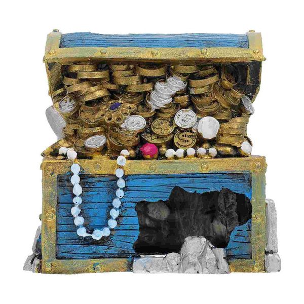 

decorations 1pc aquarium treasure box decor fish tank resin craft decoration