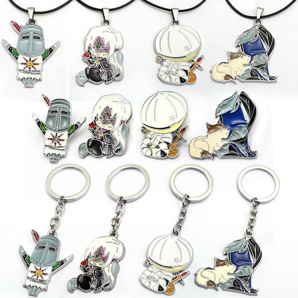 

keychains game dark souls 3 figure sun sollar fire keeper knight keyring men kids bloodborne broche choker jewelry gifts, Silver