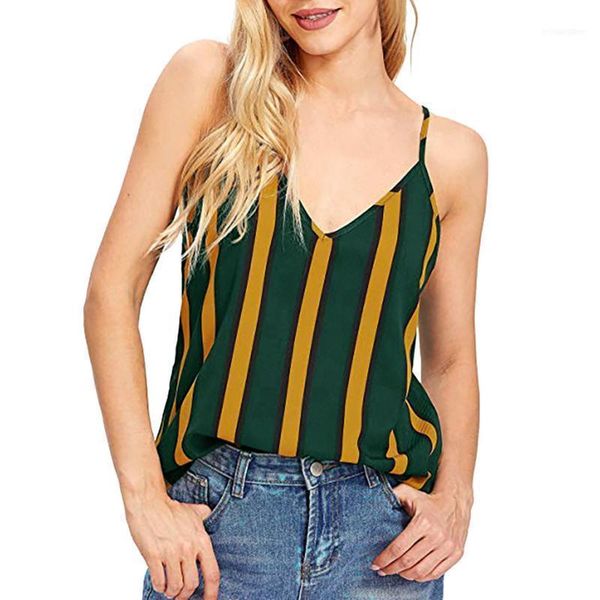 

women's tanks & camis summer tank women cami striped print v neck sleeveless ladies clothing female mujer haut femme1, White