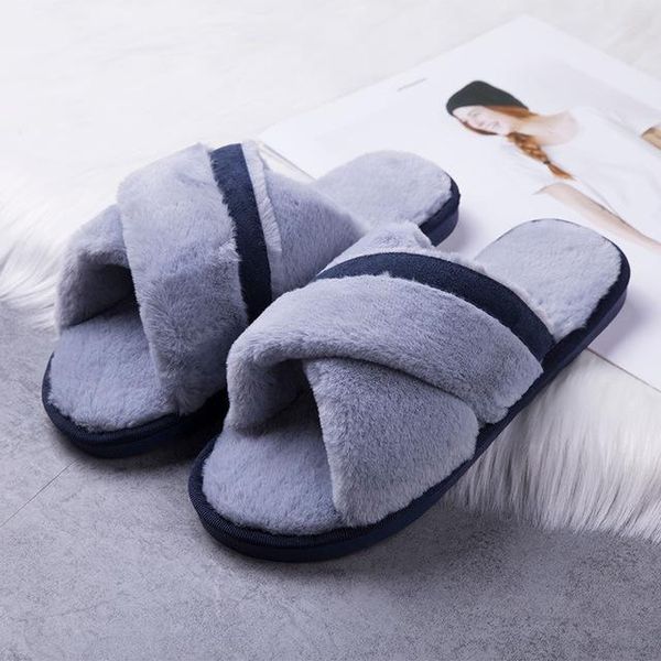 

slippers women winter home shoes non-slip soft warm indoor bedroom loves couple floor, Black