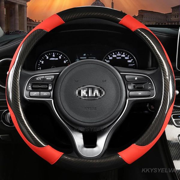 

steering wheel covers carbon fiber leather car cover for kia sportage sid rio 3 soul ceed sorento cerato k2 k4 k5 kx3