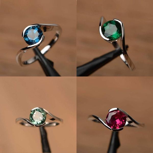 

wedding rings ofertas 4 colors temperament round crystal engagement ring for women party fashion jewely hand accessories, Slivery;golden