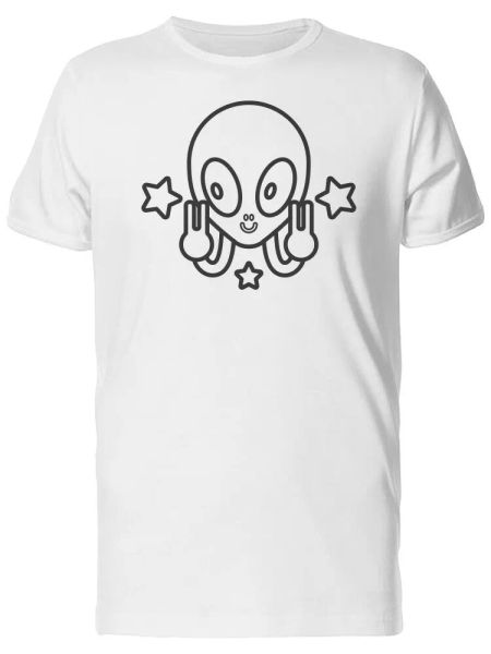 

black line alien on space men's tee -image by shutterstock, White;black