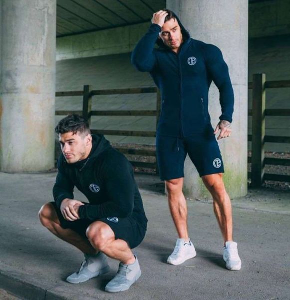 

autumn men's summer tracksuits running suit hooded long sleeve sports shorts two piece set breathable and sweat absorbing, Gray