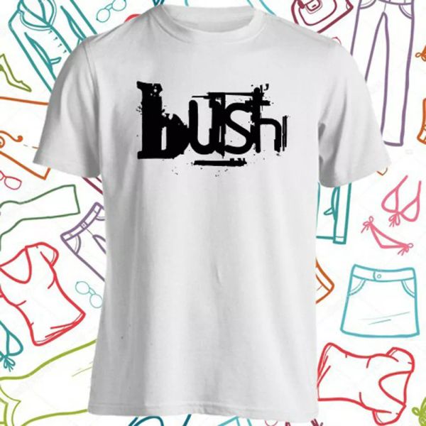 

bush logo men's white t-shirt size s to 3xl, White;black
