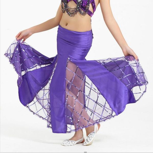 

stage wear belly dancing clothing long skirts professional dance skirt for girls 8 color india egypt, Black;red