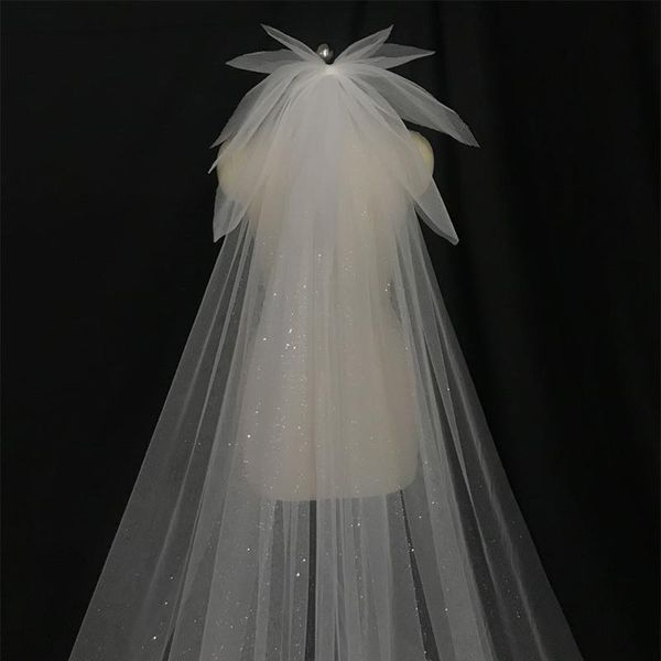 

bridal veils beautiful shining long veil one layer 3m cathedral for the bride white wedding with comb accessories, Black