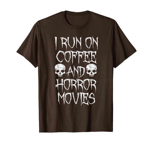 

i run on coffee and horror movies shirt - horror fan t-shirt, White;black