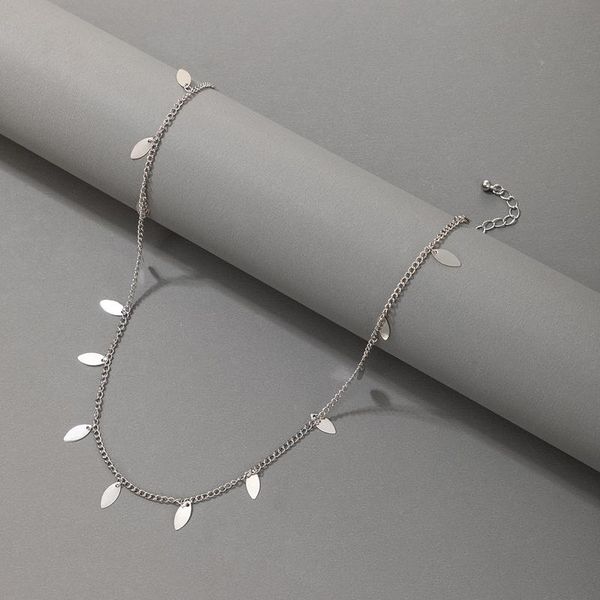 

chokers tocona bohemian leaf tassel choker necklace for women silver color alloy metal short charming jewelry collar 17681, Golden;silver