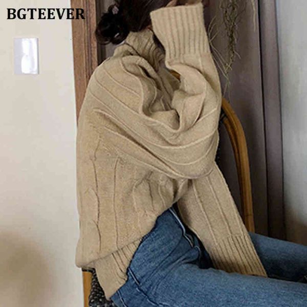 

sweaters vintage turtleneck pullover sweaters for women winter thick full sleeve loose twisted knitted female jumpers efbx, White;black