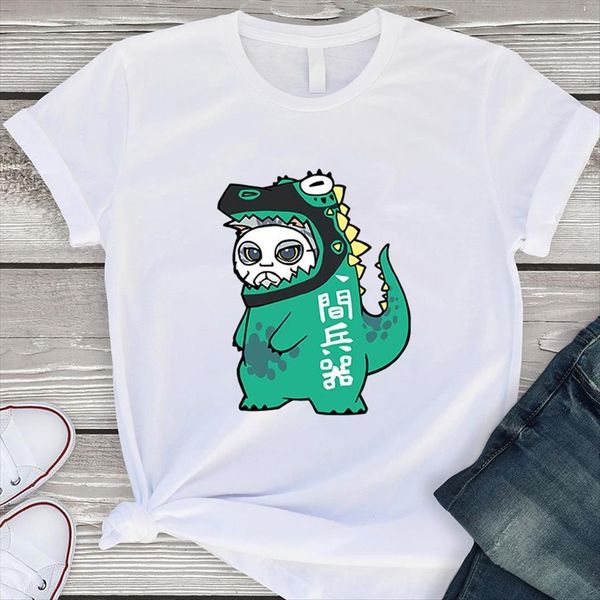 

comfortable soft kawaii women t shirt cat cosplay monster printing fun streetwear womens loose, White