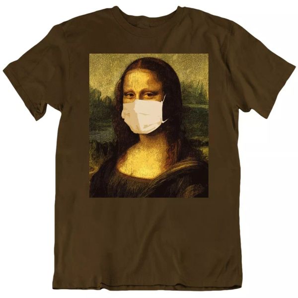 

mona lisa face mask parody funny t shirt, White;black
