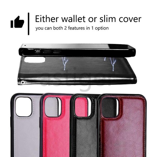 Cyberstore Case Phone Caso de Carteira de couro Magnetic 2in1 Casos de capa destacável para iPhone 12 11 Pro Xs Max 7 8 Samsung Note20 S20 Plus S20 Ultra