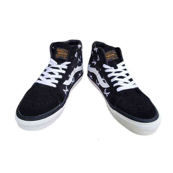 

fangqivance black bone embroidery sk8hi high canvas shoes men's autumn and winter thick soled women's casual