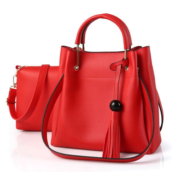HBP Frau Totes Taschen Mode Tasche Weibliche Leder Handtasche Geldbörse Schultertasche MessengerBag Rot