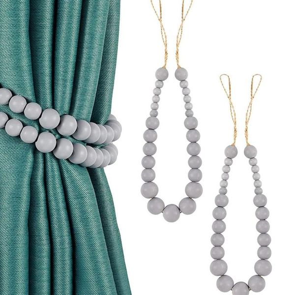 

other home decor 2 pcs wood bead curtain tieback rope tie farmhouse beaded holder boho holdback decorative drape 124e