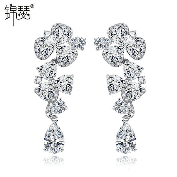 

jewelry charm stud water melody aaa zirconium stone earrings, Golden