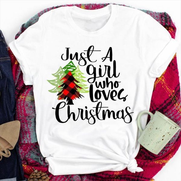

just a girl love men t shirts christmas and women print short sleeve o neck loose summer tee camisetas mujer, White;black