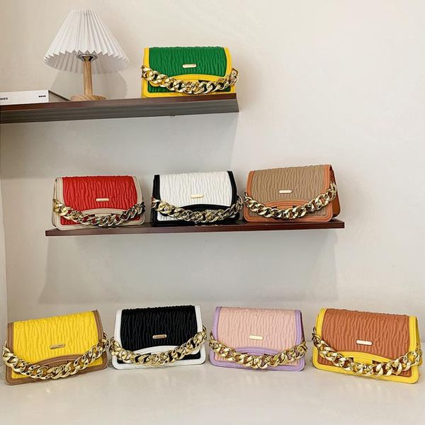 

women's bag fashion casual trend pleated one shoulder messenger chain bags