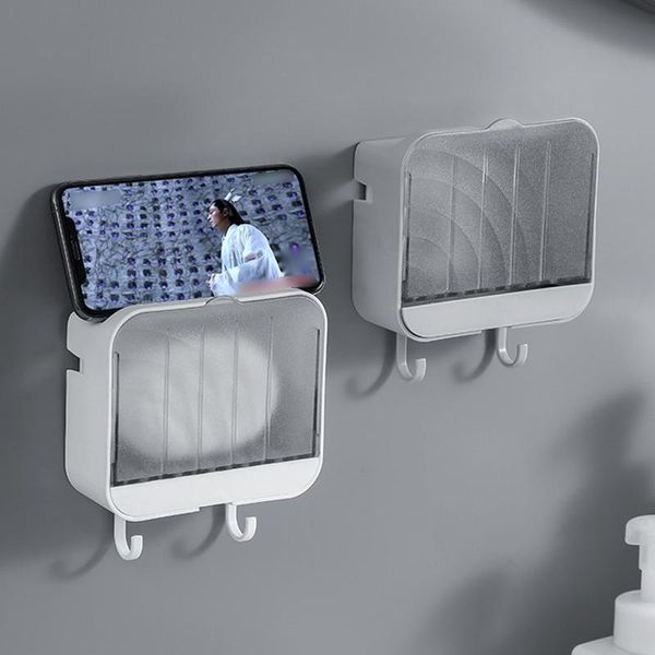 

soap dishes punch-box bathroom wall-mounted holder flip creative drain dish
