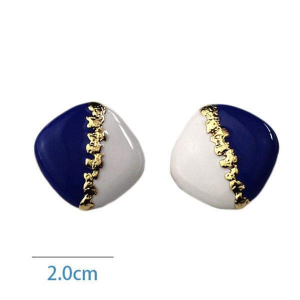 

stud cute earrings for women girls square white blue lovely, Golden;silver