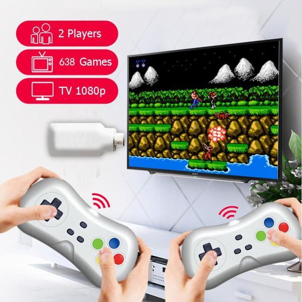 

arrival wireless super mini built-in 638 games in 1 video console with gamepads for 8 bit retro game tv output portable players