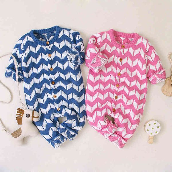 

autumn winter baby boys girls rhomboids rompers clothes children boy girl kids knitting long sleeve 210429, Blue