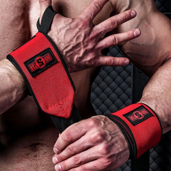 

wrist support wraps professional grade with thumb loops braces for men women weight lifting powerlifting strength training, Black;red