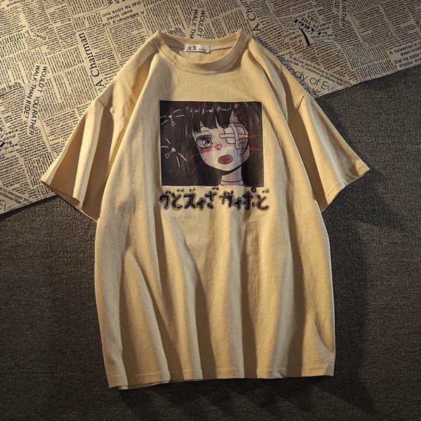 

anime cartoon print t shirt oversized women short sleeve summer t-shirt female harajuku loose tee l1826 women's, White