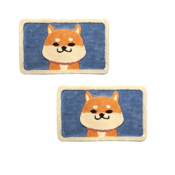 

bath mats cartoon akita dog flocking water absorbtion skid resistence carpet mat for home