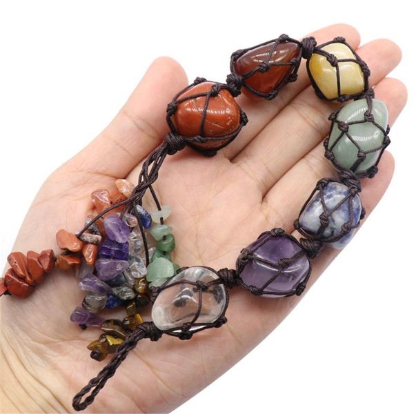 

decorative objects & figurines natural energy stone hand woven ornament seven chakra trailer home furnishings car hanger crystal hanging yog