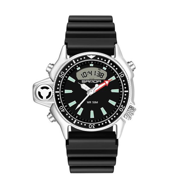 

wristwatches fashion men's quartz digital watch waterproof sports swatch multifunctional wristwatch fit male boys clo rgio masculino, Slivery;brown