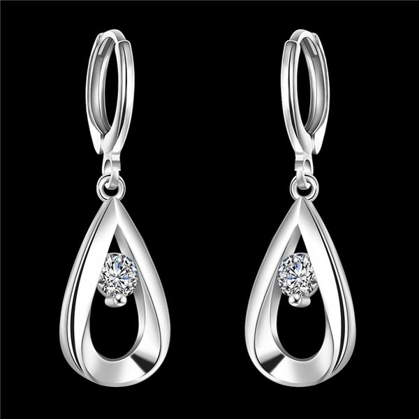 

women's sterling silver plated water drop inlaid earrings ear cuff gsse614 fashion 925 silver plate earring jewelry gift