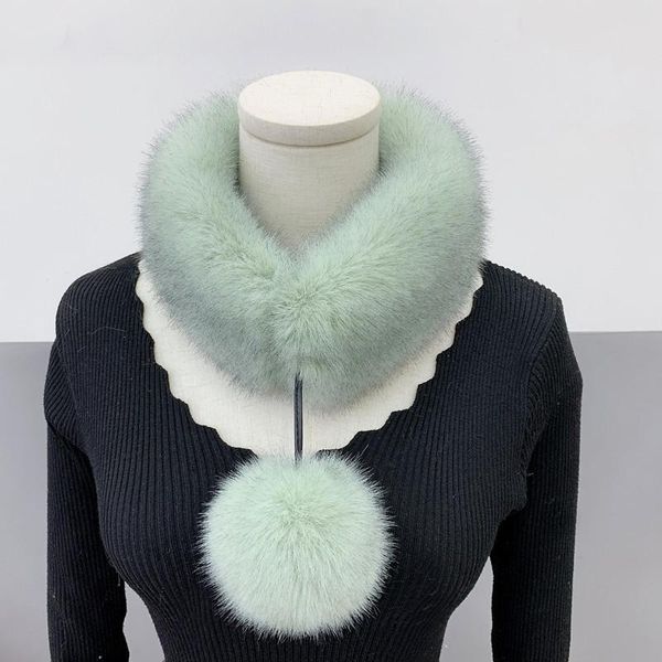 

scarves winter scarf luxury faux fur warm fashion soft plush thicken collar for women girls furry ring scarfs shawl, Blue;gray